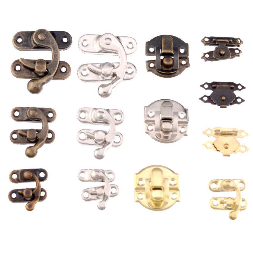 Furniture Hook Hardware - 5x Antique Metal Lock Decorative Hasps